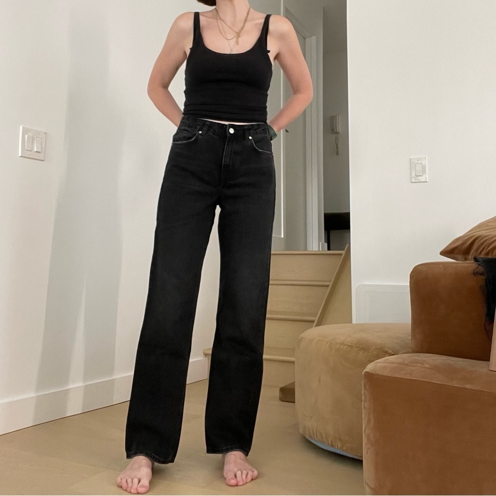 Zara ZW The Straight Jeans in Black Size 6​​​​